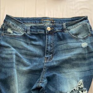 high rise ripped jeans